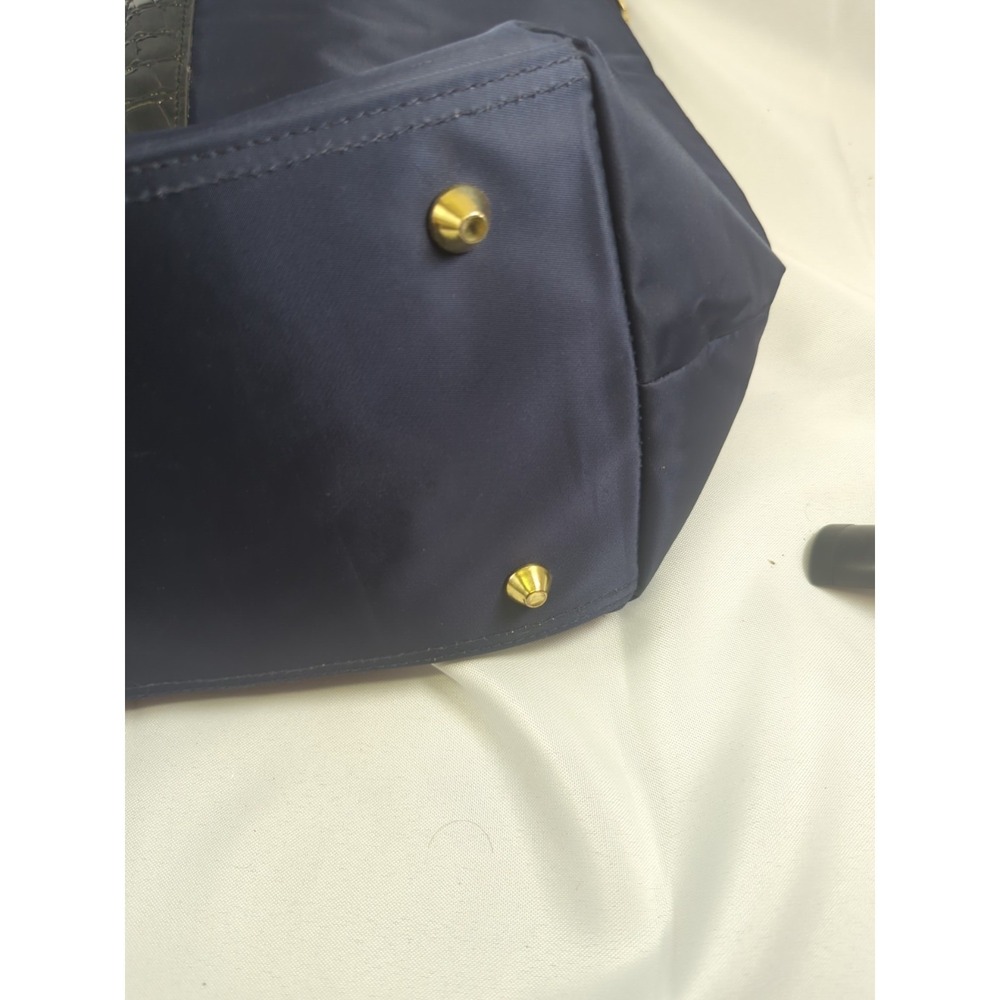 Samantha Brown Soft Travel Duffle Bag Navy Blue With Black Faux Croc Gently Used - Picture 9 of 13